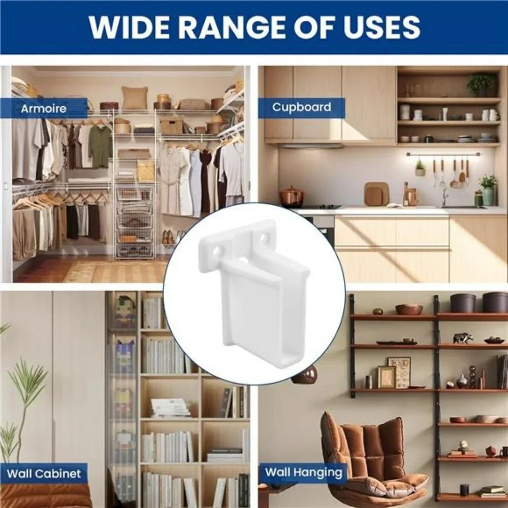 Wire Shelf End Brackets Closet Wall Mount Shelf Supports with Fasteners 4 Pack